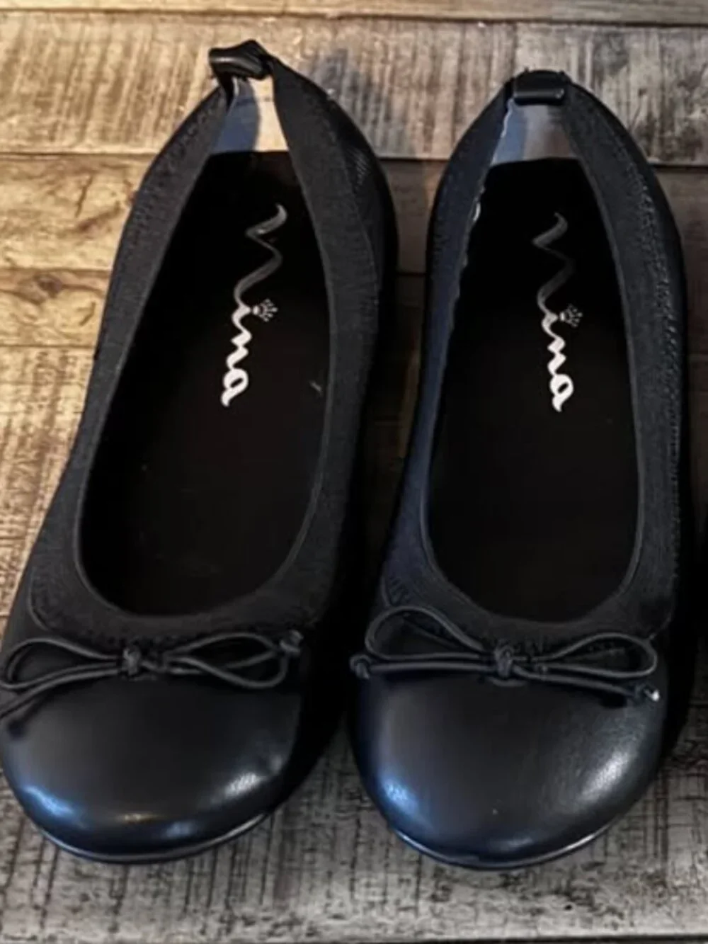 Nina Girls' Black Ballet Flats w/Bow, Size: Kids,Girls 1 1/2, New, No Tags - Picture 1 of 4